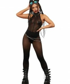 Fun Place Fever Sleeveless Striped Body Stocking