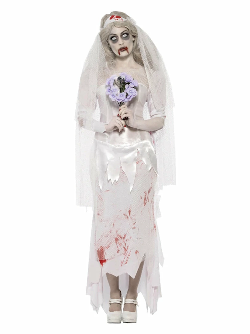 Fun Place Till Death Do Us Part Zombie Bride Costume, White 3 Fun Place Till Death Do Us Part Zombie Bride Costume, White