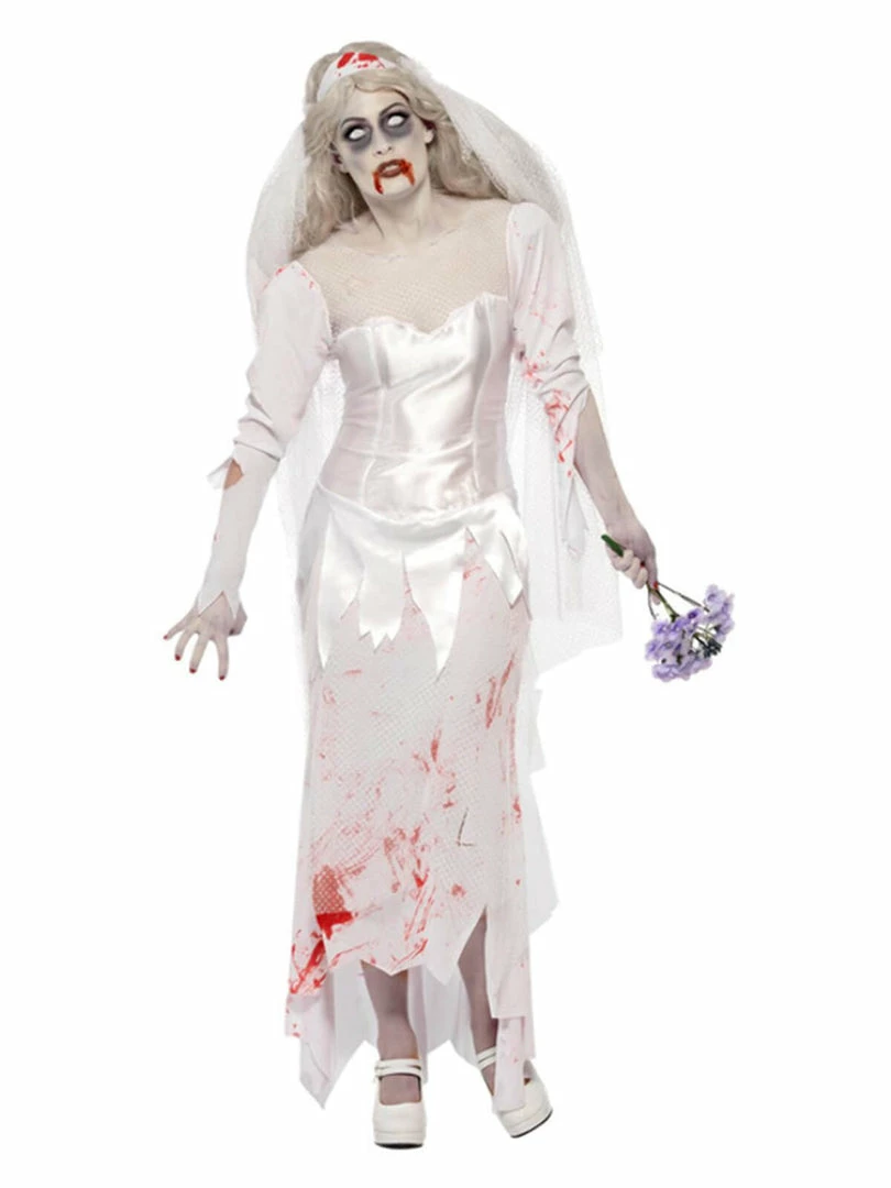 Fun Place Till Death Do Us Part Zombie Bride Costume, White 4 Fun Place Till Death Do Us Part Zombie Bride Costume, White