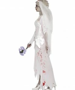 Fun Place Till Death Do Us Part Zombie Bride Costume, White 9 Fun Place Till Death Do Us Part Zombie Bride Costume, White