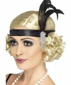 Fun Place Decades & Eras Black Satin Charleston Headband