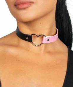 Fun Place Festivals 2 Tone Heart Collar - Pink / Black