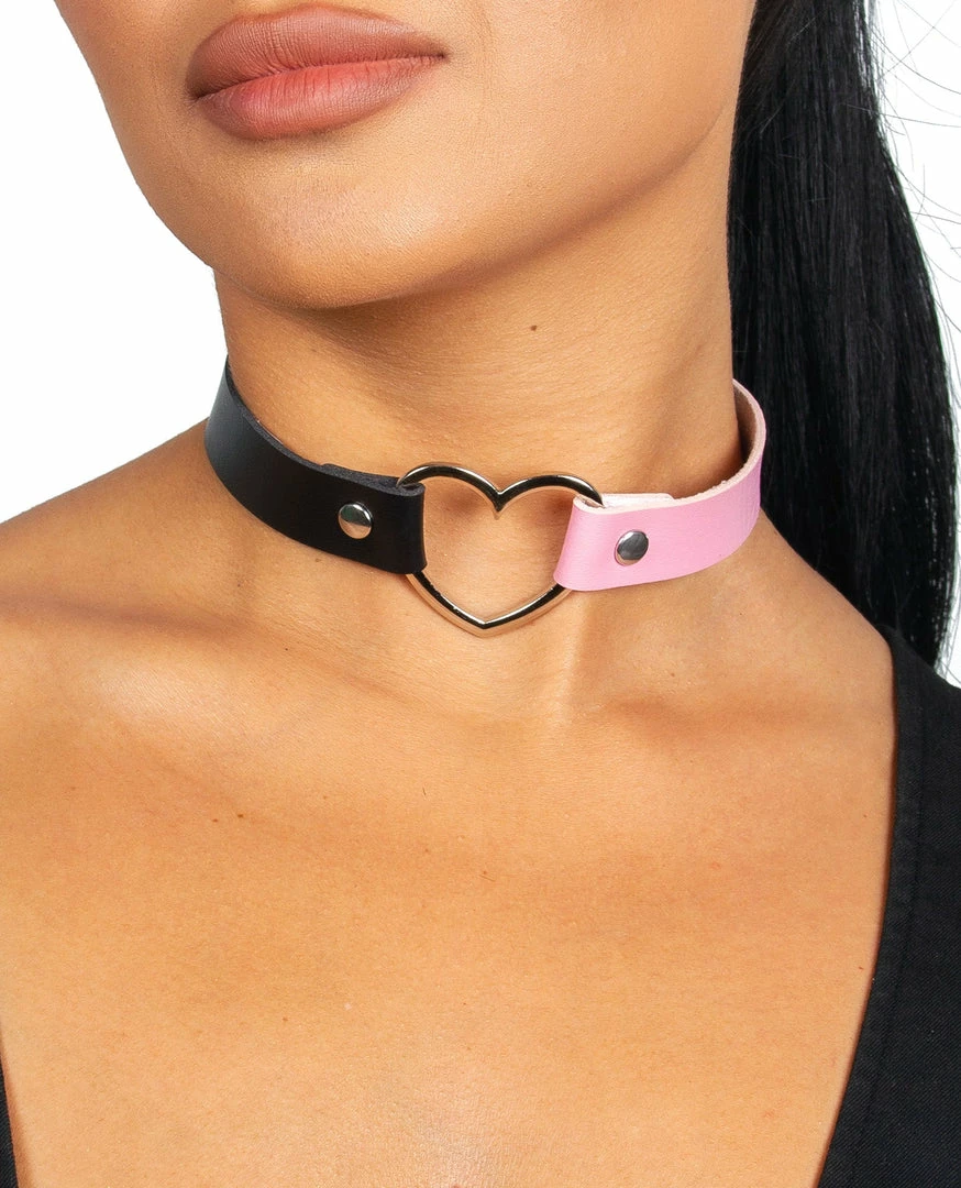 Fun Place Festivals 2 Tone Heart Collar - Pink / Black 3 Fun Place Festivals 2 Tone Heart Collar - Pink / Black