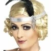 Fun Place Decades & Eras Silver Satin Charleston Headband