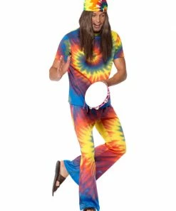 Fun Place 60s Tie Dye Top And Flared Trousers