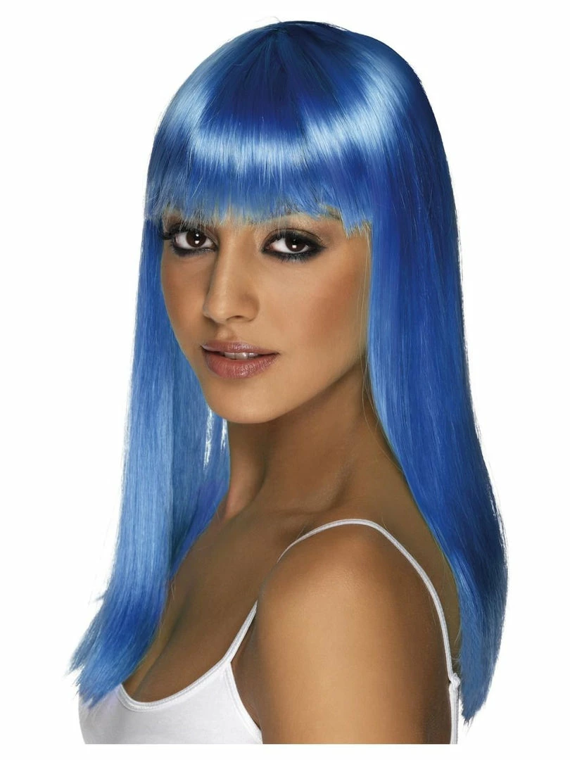 Fun Place Glamourama Wig Neon Blue Long Cosplay 3 Fun Place Glamourama Wig Neon Blue Long Cosplay