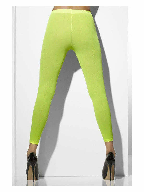 Fun Place Decades & Eras Opaque Footless Tights, Neon Green 3 Fun Place Decades & Eras Opaque Footless Tights, Neon Green