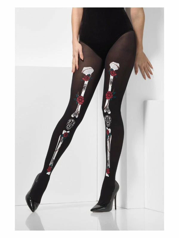 Fun Place Opaque Day Of The Dead Tights 3 Fun Place Opaque Day Of The Dead Tights