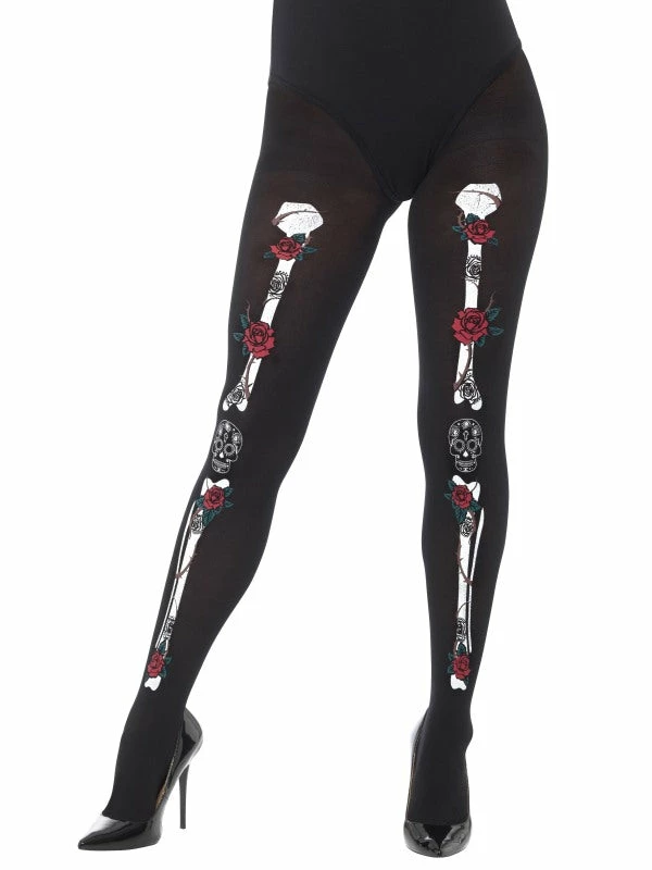 Fun Place Opaque Day Of The Dead Tights 4 Fun Place Opaque Day Of The Dead Tights