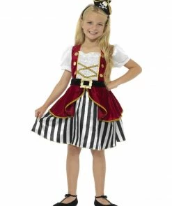 Fun Place Deluxe Pirate Girl Costume, Red & Black