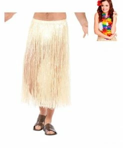 Fun Place Bundles Hawaiian Hula Skirt, With Velcro Fastening Complete Bundle, Natural