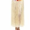Fun Place Festivals Hawaiian Hula Skirt With Flowers, With Velcro, Natural