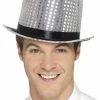 Fun Place Cosplay Sequin Top Hat, Silver
