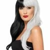 Fun Place Deluxe Wig, Half & Half With Fringe Black & Grey Cosplay