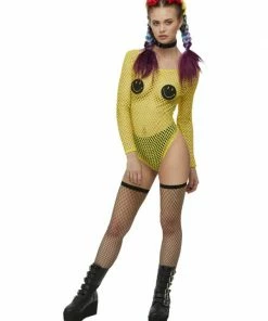 Fun Place Decades & Eras Smiley Fishnet Bodysuit