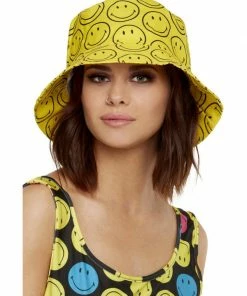 Fun Place Decades & Eras Smiley Printed Bucket Hat