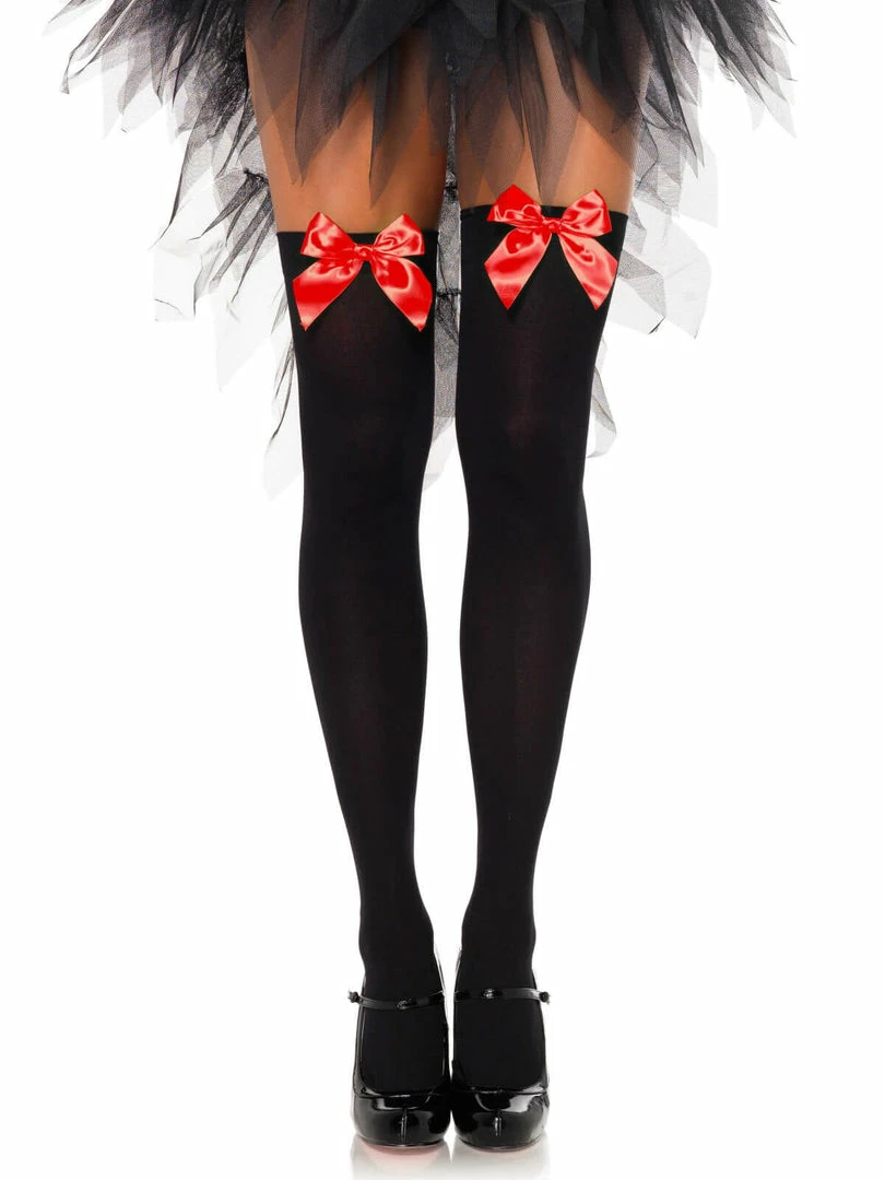 Fun Place Nylon Thigh Highs With Bow 3 Fun Place Nylon Thigh Highs With Bow