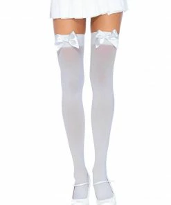 Fun Place Nylon Thigh Highs With Bow