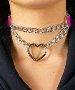 Fun Place Festivals Chain Heart Collar - Various Colours