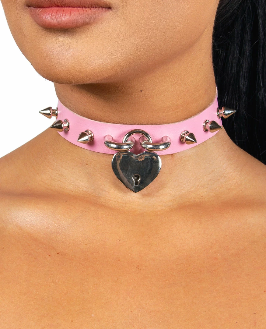 Fun Place Heart Spiked Padlock Collar 3 Fun Place Heart Spiked Padlock Collar