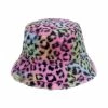 Fun Place Festivals Fluffy Multicoloured Leopard Print Bucket Hat