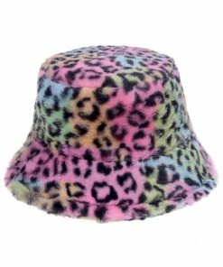 Fun Place Festivals Fluffy Multicoloured Leopard Print Bucket Hat