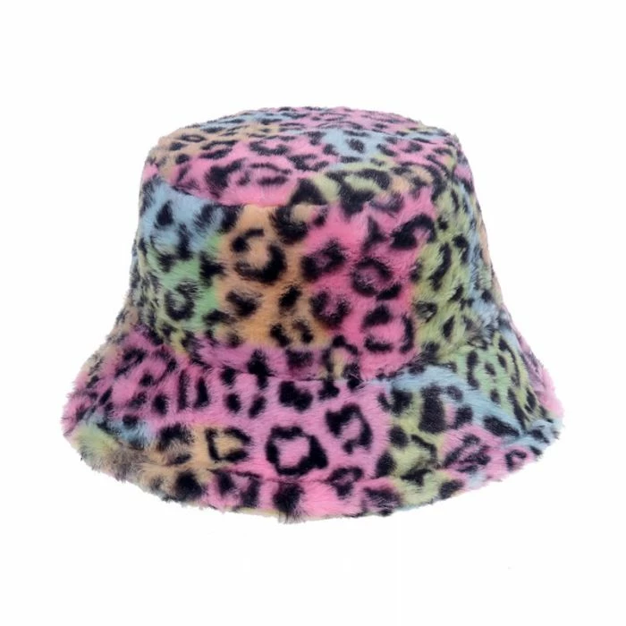 Fun Place Festivals Fluffy Multicoloured Leopard Print Bucket Hat 3 Fun Place Festivals Fluffy Multicoloured Leopard Print Bucket Hat