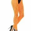 Fun Place Cosplay 80s Lace Leggings, Neon Orange