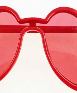 Fun Place Red/ Red Lens Heart Shaped Sunglasses